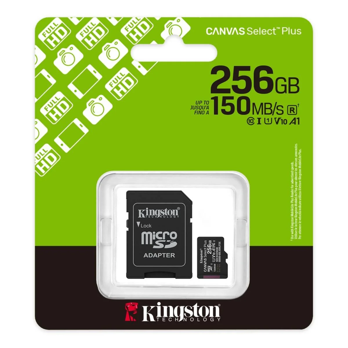 Kingston Memory Card 256GB Canvas Select Plus microSD 150MB/s