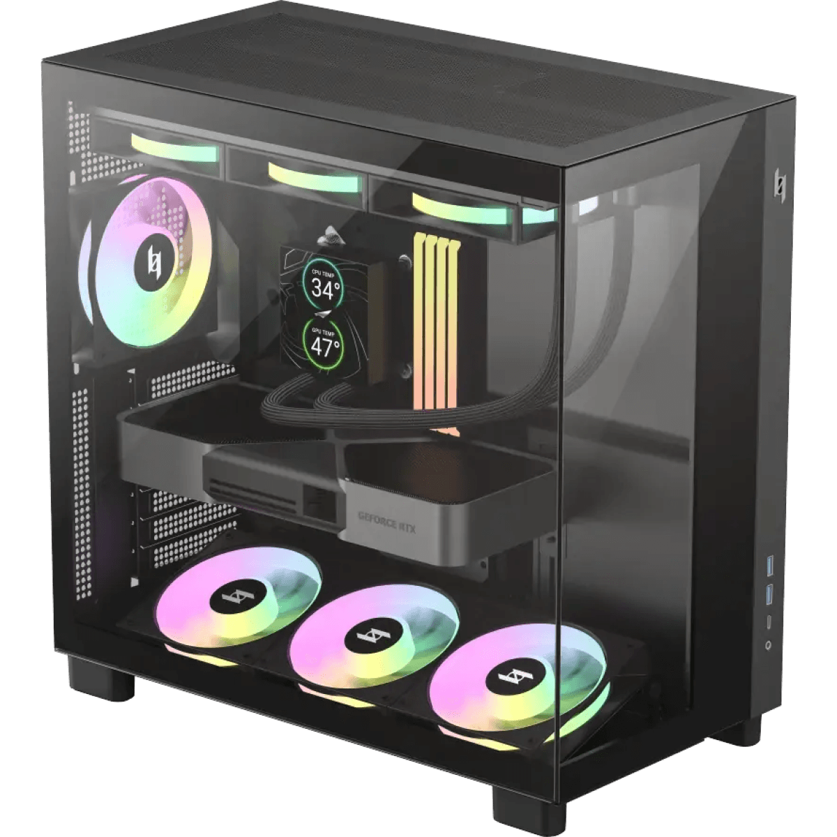 GameMax NEX C53 Panoramic ARGB Case Black (BTF Support) view 1