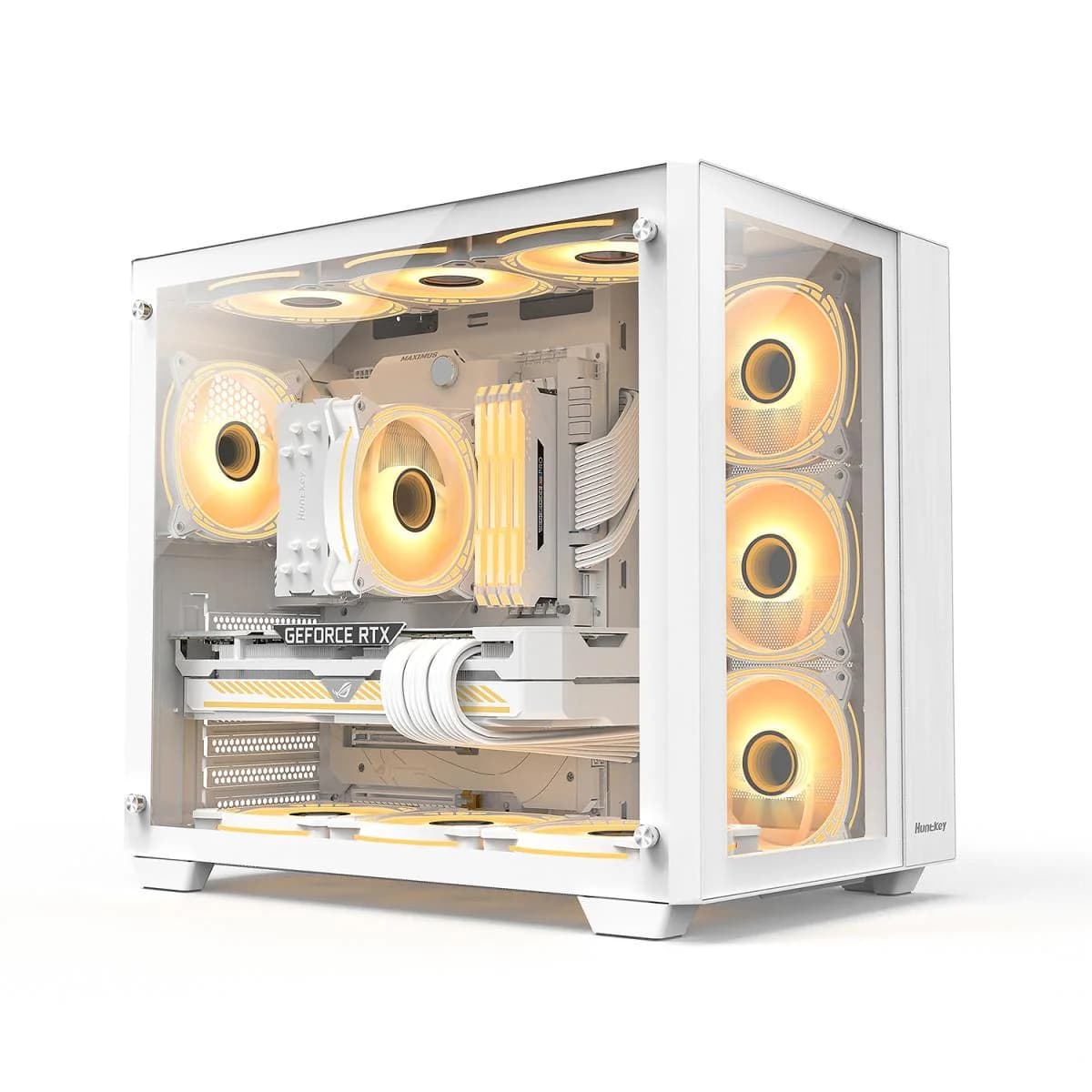 Huntkey S980 Tornado Full View w/ 4 Fans White Case view 1