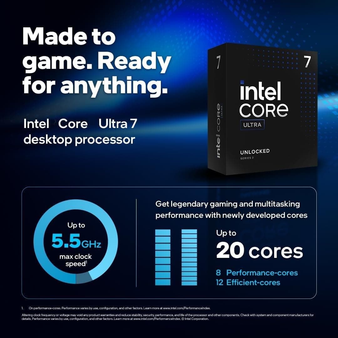 Intel Core Ultra 7 265F 20-Core LGA1851 Desktop Processor (Tray)