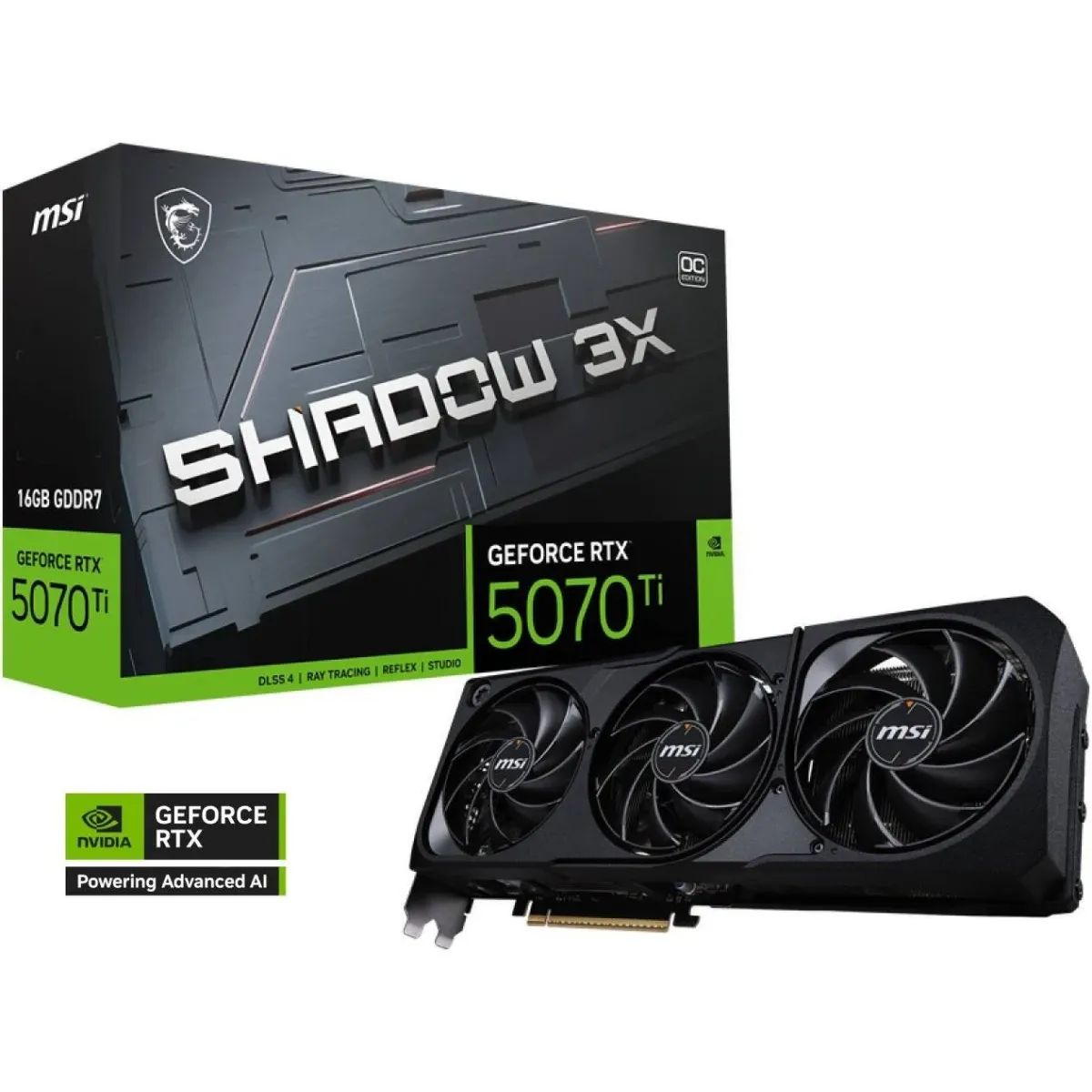 MSI GeForce RTX 5070 Ti SHADOW 3X OC 16GB GDDR7- Graphics Card view 1