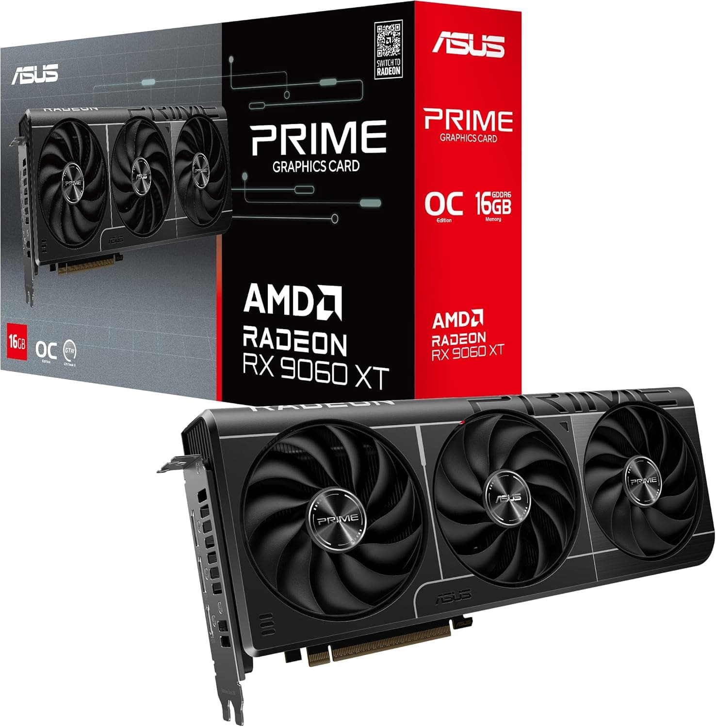 ASUS Prime Radeon RX 9060 XT OC Edition 16GB GDDR6 Graphics Card
