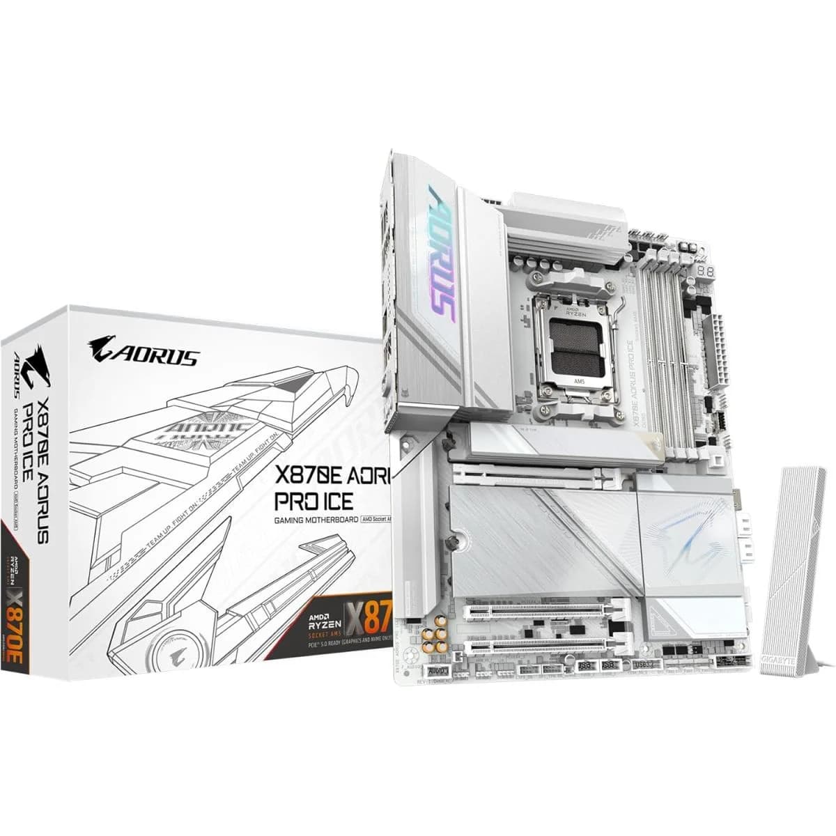 GIGABYTE X870E AORUS PRO ICE WIFI7 White Motherboard view 1
