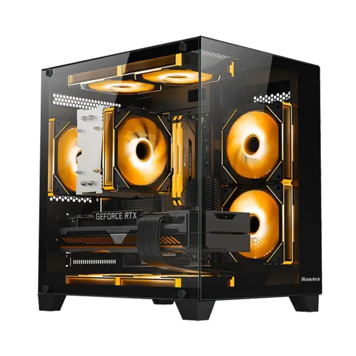 Huntkey S900 Sandstorm Full view Empty PC Case without Fans -Black