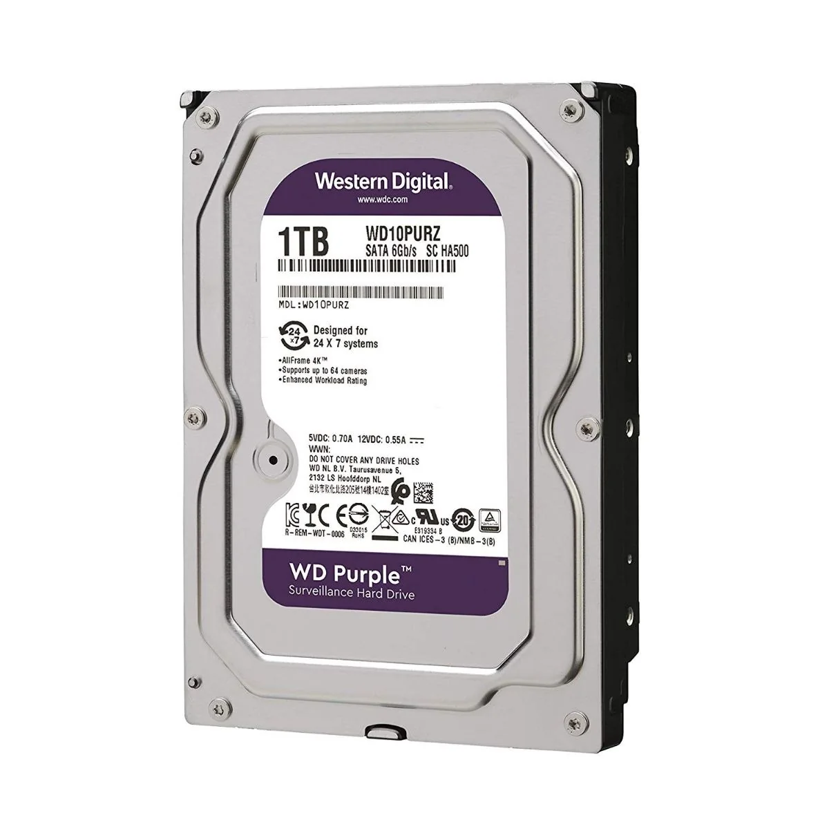 Western Digital Purple WD10PURZ 1TB 3.5 Inch SATA 5400RPM Surveillance HDD