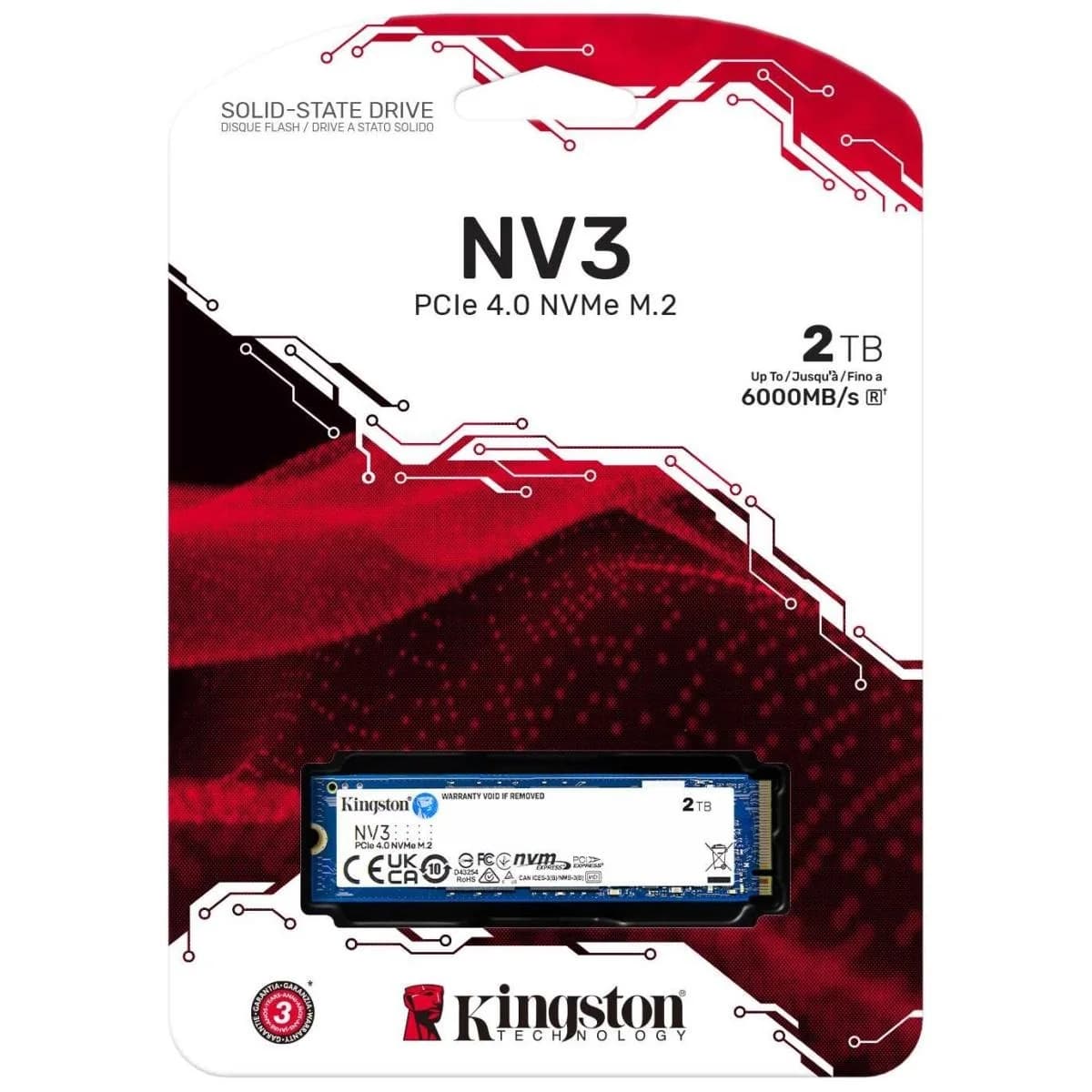 Kingston NV3 2TB M.2 NVMe PCIe 4.0, GEN 4 SSD Up To 6000/5000 MB/s Read/Write