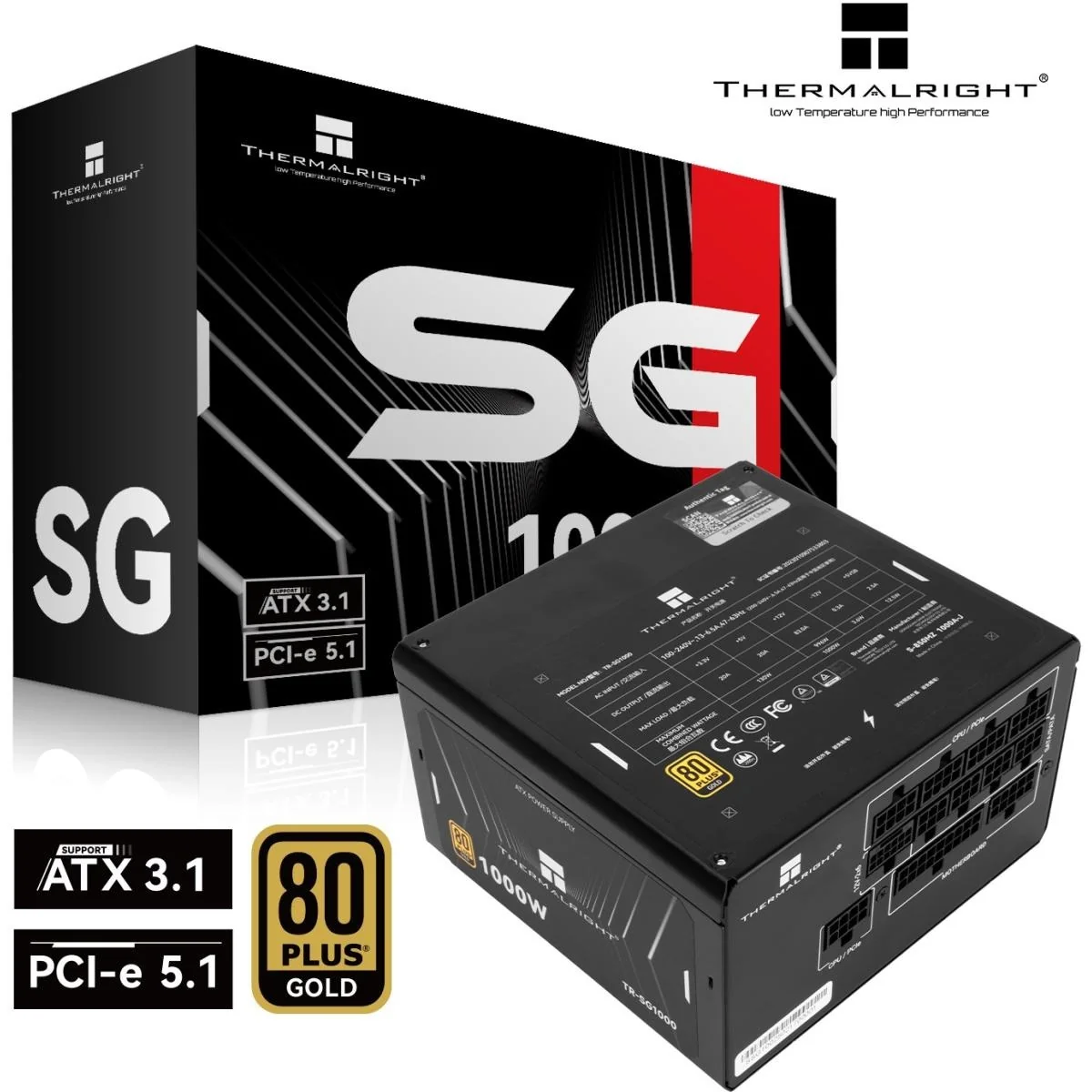 Thermalright (SG-1000) Gold 1000W (ATX 3.1) (PCIe 5.1) 80 Plus Gold Full-Modular, Smart Fan - Power Supply view 1