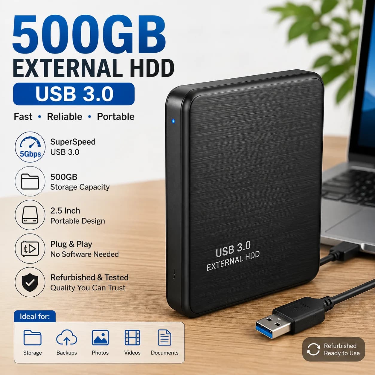500GB External HDD USB 3.0